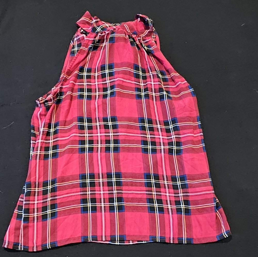 J. Crew Tartan Red,Green,Black Plaid Tie Back Halter Top Women's Size 6 - Picture 1 of 5